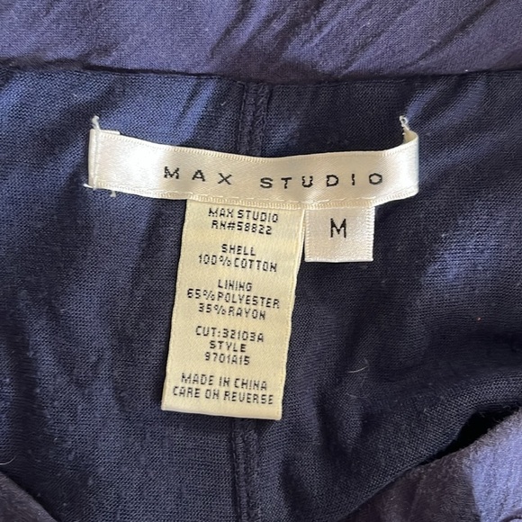 Max Studio Blue Textured Stitching A-Line Skirt - Picture 4 of 5